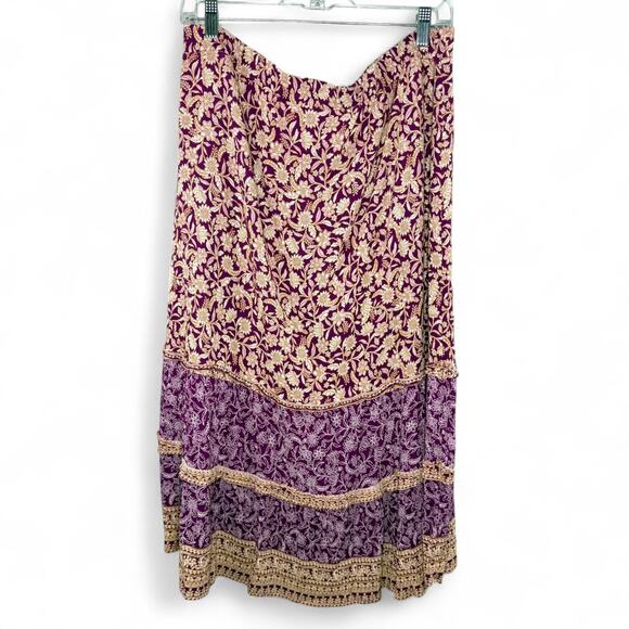 J. Jill Maxi Skirt Size M Purple Gold Floral Boho Cottagecore Gypsy Peasant - Picture 1 of 8